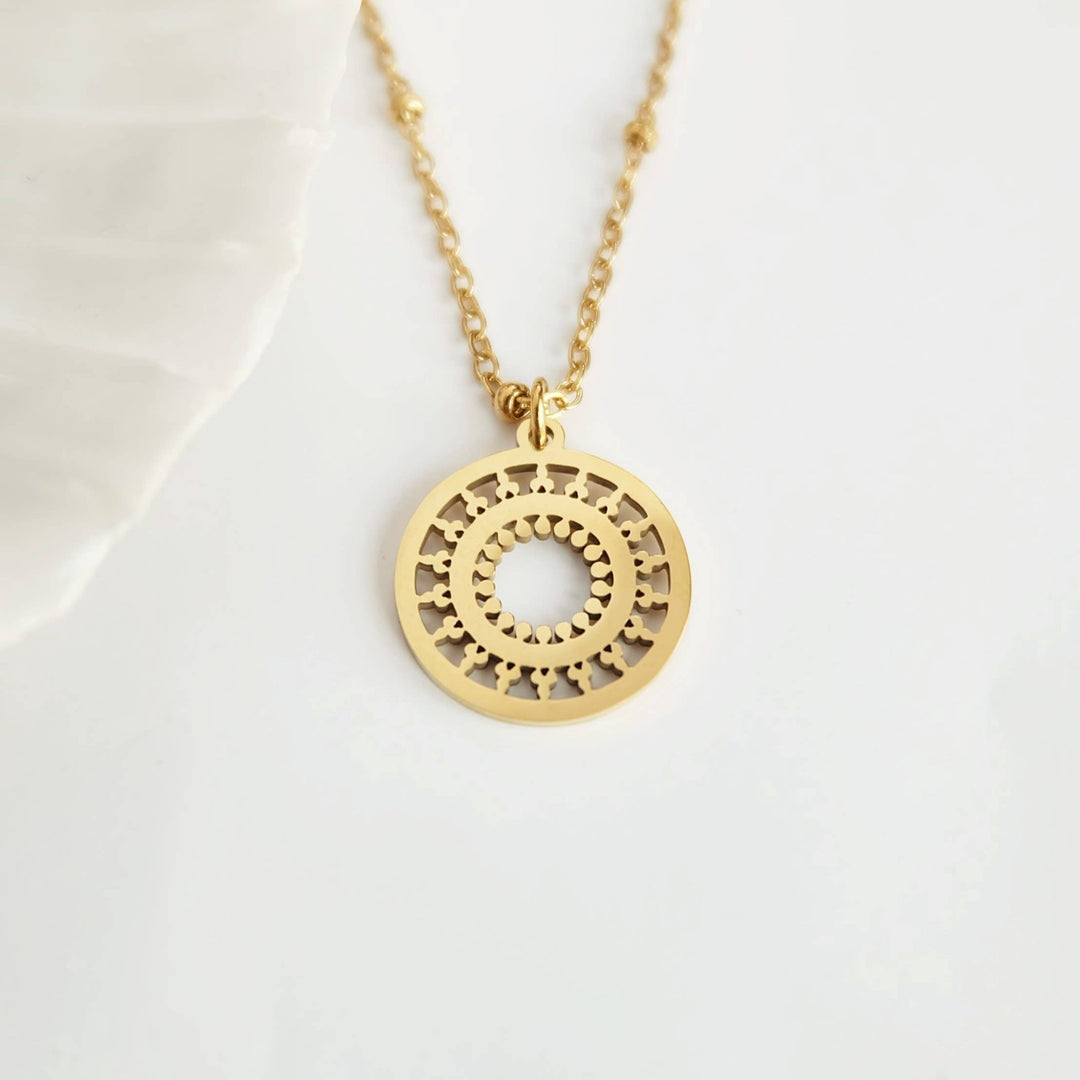 Augusta Jewellery - Gold Mandala Necklace - Hello Beautiful Boutique