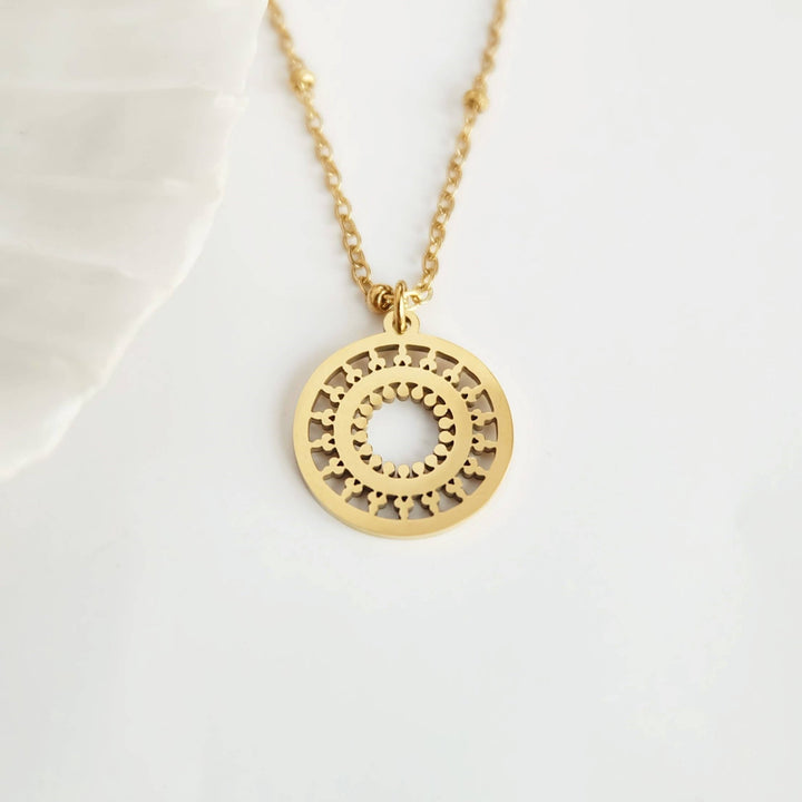 Augusta Jewellery - Gold Mandala Necklace - Hello Beautiful Boutique