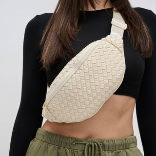 Sol and Selene - Aim High  Woven Neoprene Belt Bag: Cream