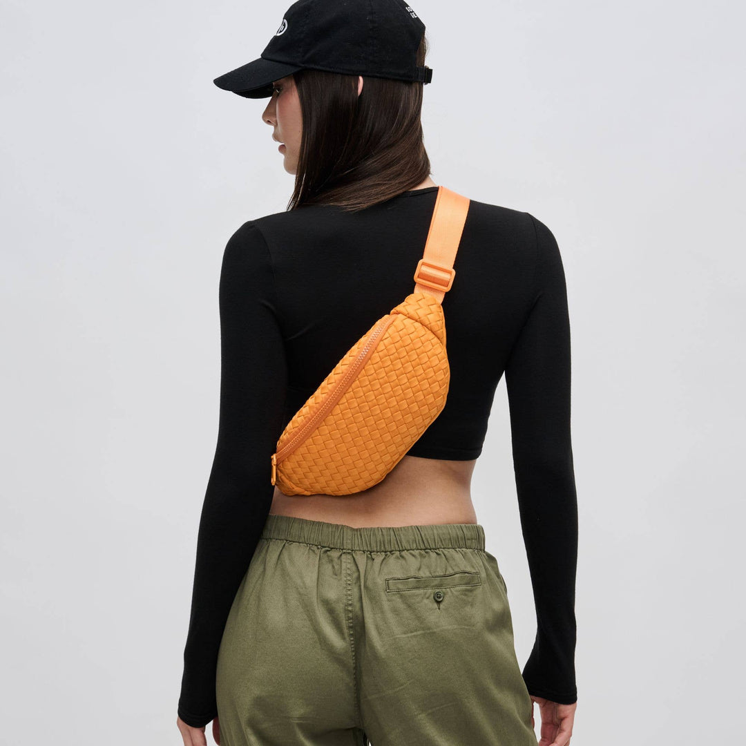 Sol and Selene - Aim High Woven Neoprene Belt Bag: Orange - Hello Beautiful Boutique